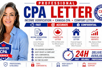 write income verification letter, cpa letter, canada cpa letter, comfort letter