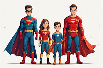draw personalized family superhero art
