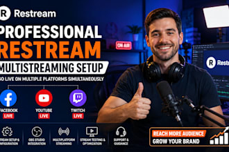 set up professional restream multi streaming for facebook, youtube, and twitch