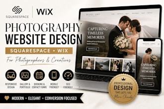 design a squarespace photography website for wedding photographers