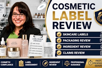 review cosmetic labels, skincare labels, packaging and ingredients