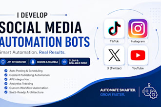 develop social media bots, tiktok bots, twitter API bots, youtube bots