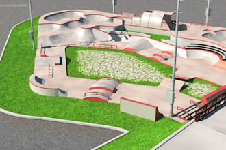 design 3d skate park, skateboard park, bmx park, outdoor skate park