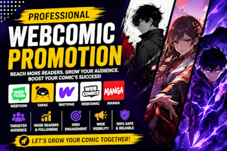 organic webcomic promotion, webtoon, tapas, wattpad and manga promotion