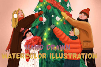 illustrate whimsical children book story with watercolor children storybook art