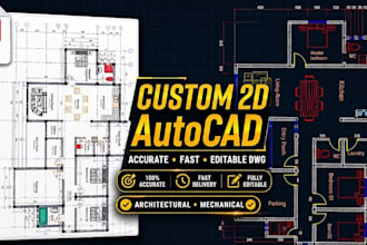 draw 2d autocad mechanical, architectural plans dwg PDF