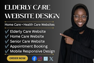 design elderly care website, home health care website, senior care website