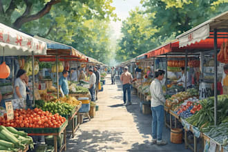 create watercolor and digital illustration