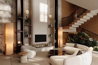 design interior 3d rendering furniture layout mod board virtual stage home decor