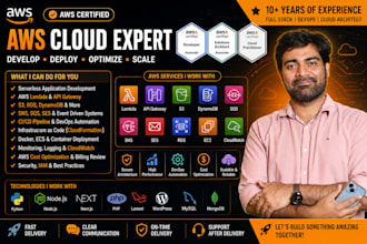 develop AWS lambda, API gateway, s3, rds, dynamodb and serverless applications
