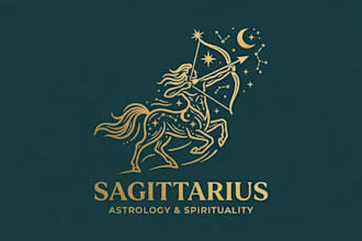 design a creative sagittarius logo for zodiac, astrology, and spiritual brands