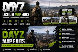 create custom dayz map edits, loot economy,  and custom locations