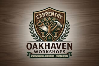 design a professional carpentry logo for woodworking, furniture, construction