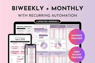 design custom excel or google sheets budget or invoice templates