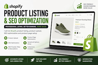 do shopify product listing, product upload, SEO optimization, product page