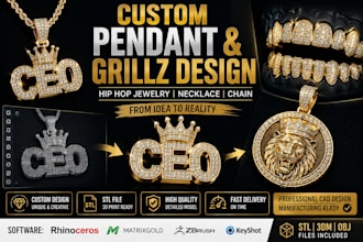 design custom pendant, hip hop jewelry, grillz and necklace cad