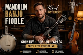 record authentic mandolin, banjo, and fiddle for country, folk pop and bluegrass