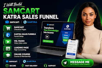 design samcart, kartra sales funnels, vsl pages, landing page, online course