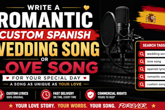 write a romantic custom spanish wedding song or love song for your special day