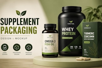create supplement packaging design, label design, product mockup expert