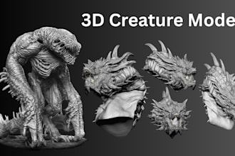 create custom 3d animal model creature and dragon model for game and 3d printing