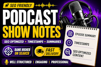 write podcast show notes with timestamps