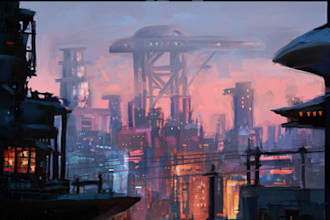 draw fast 2d environment art and concept art in photoshop