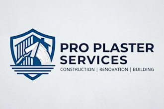 design a professional plastering logo for construction, renovation brands
