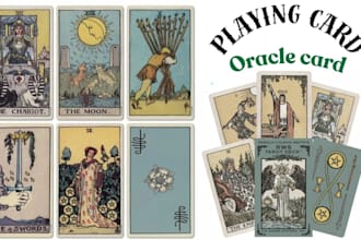 draw custom tarot card, oracle card, zodiac, playing card, card game artwork