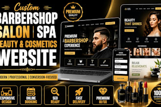 build custom barbershop website unisex salon spa beauty cosmetics website