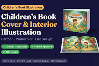 illustrate children book cover and interior pages