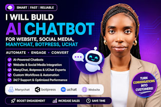build ai chatbot for website, social media, manychat, botpress, uchat