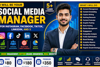be your social media manager for instagram facebook tiktok linkedin