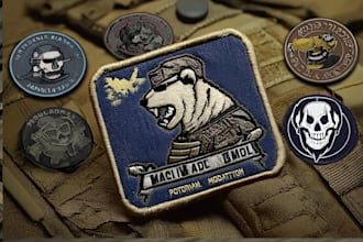 design stunning military patch skull logo and badge