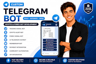 build custom telegram bot, crypto forex telegram bot development, telegram bot