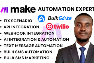 make com scenario bulk sms automation sms blast automation text message bulkgate