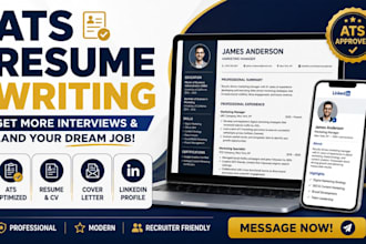 write ats resume CV cover letter and linkedln profile for job seeker today