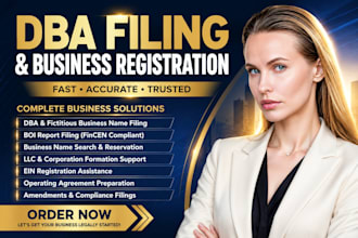do your dba filing, file boi report, and register dba