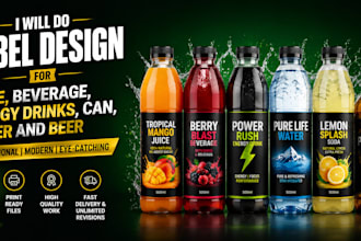 do label for juice, beverage, energy drinks, can, water and beer