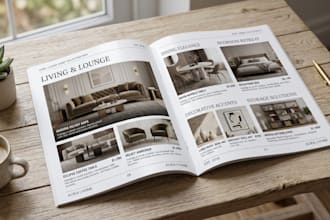 create premium catalog design real estate brochure furniture home decor catalog