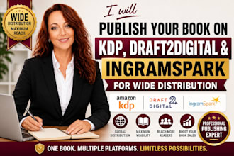 publish your book on KDP, draft2digital and ingramspark for wide distribution