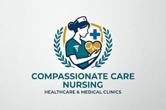 design a professional nurse logo for healthcare, clinics, and medical brands