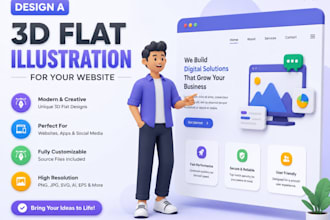 design a 3d flat illustration for your website