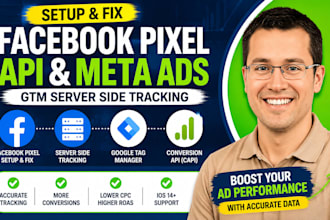 setup and fix facebook pixel API, fix meta ads, GTM server side tracking