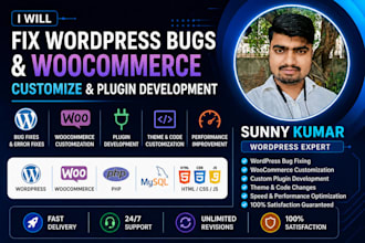 fix wordpress bugs, customize woocommerce