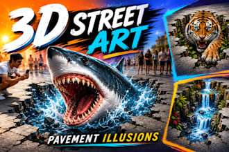 create custom 3d street art, pavement illusions and chalk art