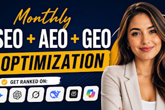 do monthly local SEO, off page backlinks, GEO and aeo for ai search