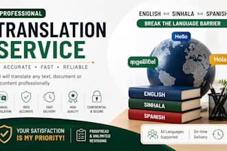 translate english, sinhala and spanish professionally