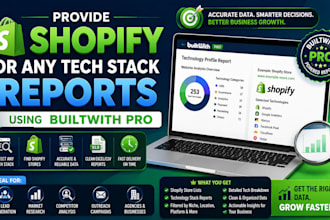 provide shopify or any tech stack reports using builtwith pro