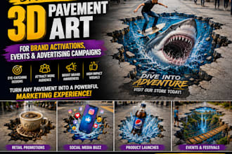 design 3d pavement art for brand activations, events and advertising campaigns